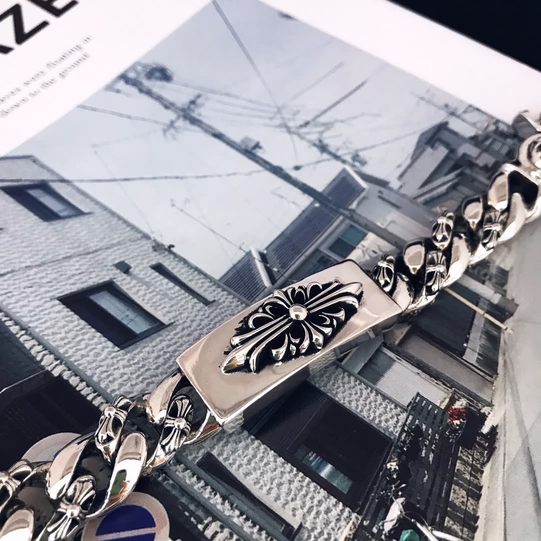 Chrome Hearts Silver Bracelet with Floral Design
